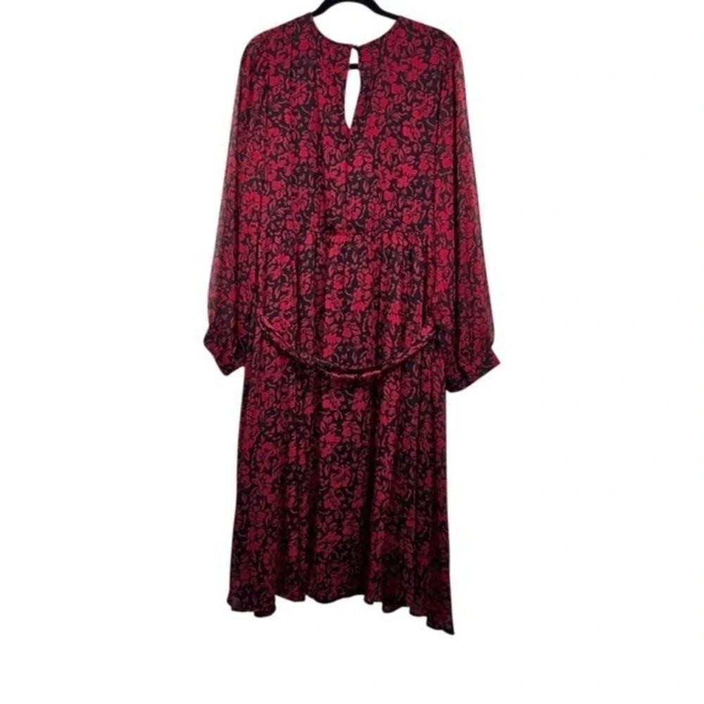 Torrid Womens Balloon Sleeve Black Red Floral Chiffon Midi Dress Size 3X NWT - Picture 6 of 7